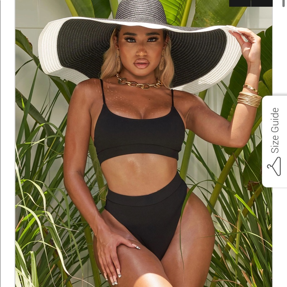 Matte collection Orion ribbed highwaist bikini blk